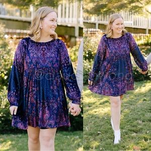 FREE PEOPLE Mirror Mirror Velvet Mini Dress in Purple